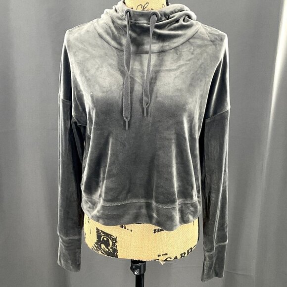 AEO‎ Offline by Aerie Hoodie Women XS Gray Velvet Cropped Pullover Sweatshirt - Picture 1 of 11
